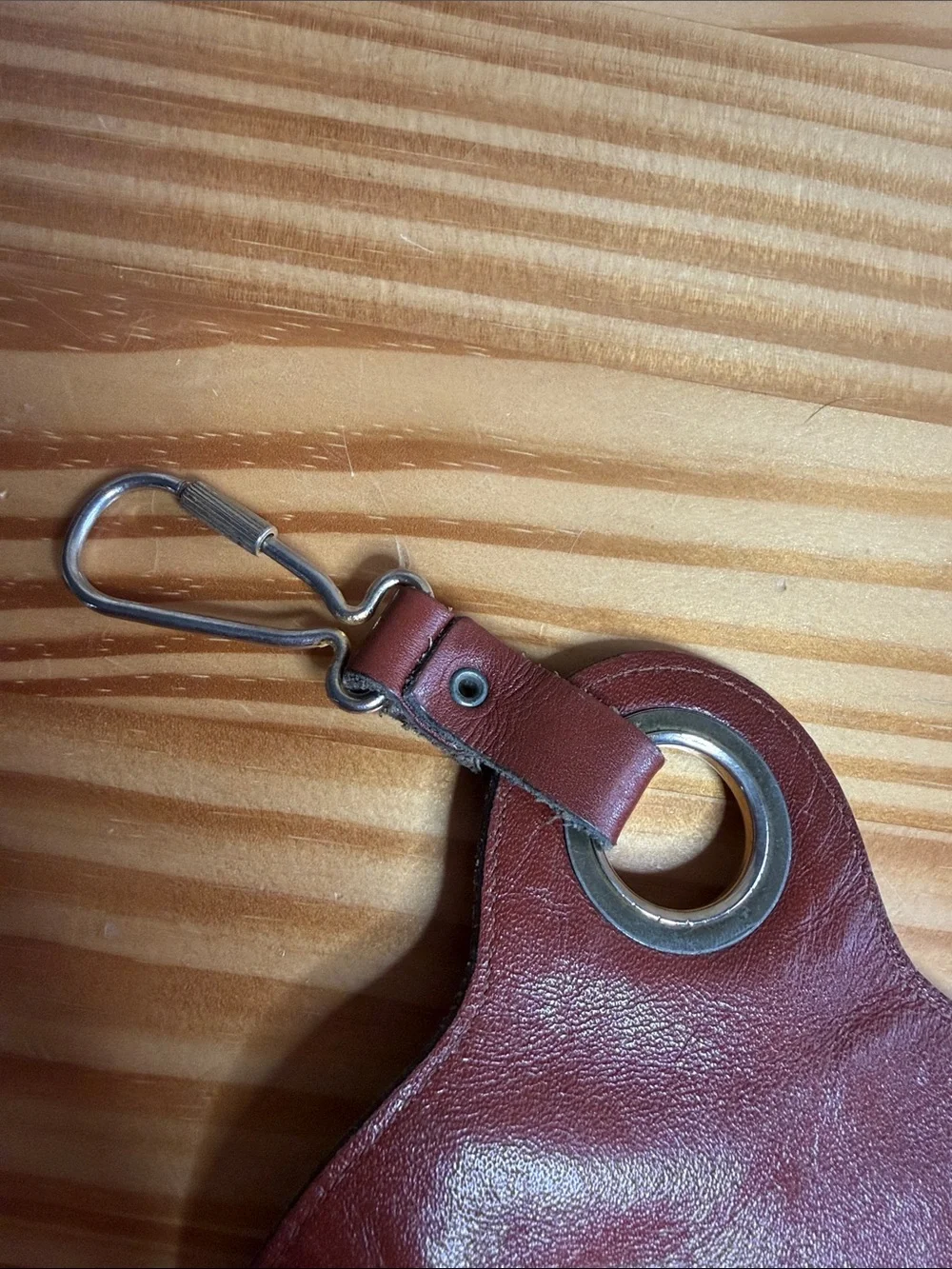 Vintage Borelli Collection Leather Round Coin Purse Pouch Key Chain Charm